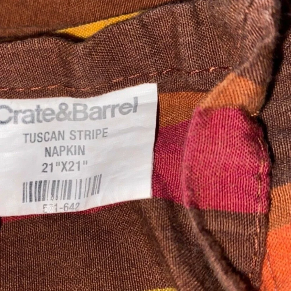 Crate & Barrel Tuscan Stripe Tablecloth 60x90 & 8 Napkins